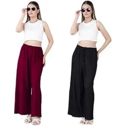 Palazzo Pants Women's Wide Leg Elastic Waist, Textured Knit Pattern Regular Fit Free Size All 28 to 36 Suitble-picture-20