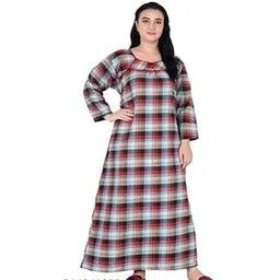 palival Women's Heavy Woolen Winter wear Long Sleeve Maxi Nighty Night Gown Red-picture-36