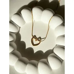 Palli Creation Stainless Steel Gold-Plated Heart Shaped Minimal Pendent With Chain-picture-19