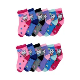 PALMLON Kids Pack of 12 Patterned Cotton Ankle Length Socks-picture-30
