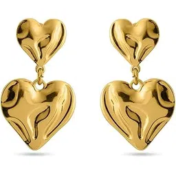palmonas Double Heart Drop Earrings for Women - Gift for Girls & Women | Waterproof & Anti-Tarnish Earrings Earrings-picture-38