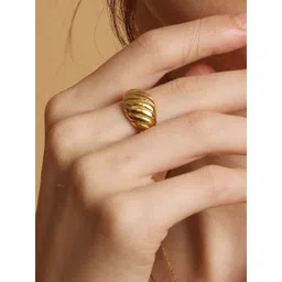 PALMONAS Gold-Plated Croissant Dome-Charm Finger Ring-picture-28