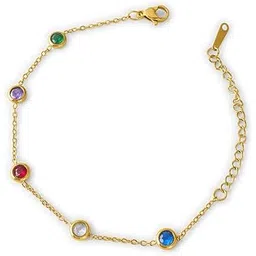 palmonas Multi Crystal Charm Bracelet for Women - Gift for Girls & Women | Waterproof & Anti-Tarnish Bracelet-picture-37