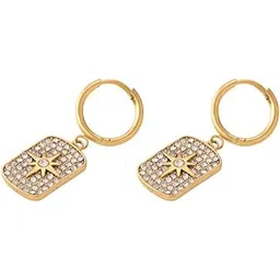 palmonas Stones Sparkle Dangle Earrings for Women - 18K Gold Plated Earrings, Gift For Women & Girls | Waterproof & Anti Tarnish Earrings, Jewellery for Women-picture-15