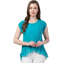 palomi Casual Short Sleeve Ruffle Georgette Top for Women and Girls-picture-16