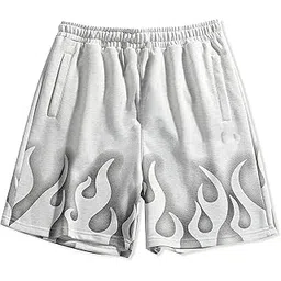 pamberston Men's Casual Athletic Shorts with Flame Print, Elastic Drawstring Waist, and Side Pockets for Sports and Everyday Wear ($PB 1002)-picture-43
