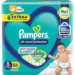 Pampers All Round Protection Pants Style Baby Diapers, Small size (S) 86 Count, 4-8 kg, Anti-rash blanket, 360 degree Lotion with Aloe Vera-picture-40