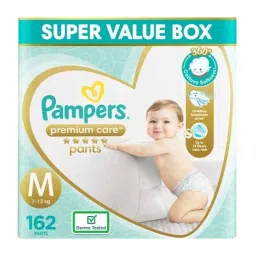 Pampers 162 Pcs Premium Care Cottony Softness Baby Diaper Packet, Size: Medium-picture-34