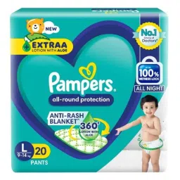 Pampers 20 Pcs All Round Protection Baby Diapers with Aloe Vera &a; Vitamin E, Size: Large-picture-14