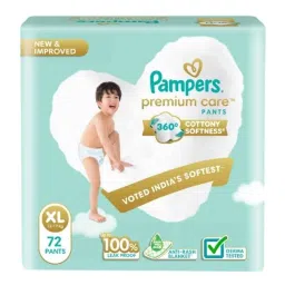 Pampers 72 Pcs Premium Care Cottony Softness Baby Diaper Packet, Size: Extra Large-picture-36