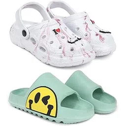 Combo Pack of 2 Slipper/Flip Flops/Slides/Clogs/Sandals with Adjustable Back Strap for Women (WCL-LGirl,T-Eyes)-image-25