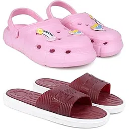 Combo Pack of 2 Slipper/Flip Flops/Slides/Clogs/Sandals with Adjustable Back Strap for Women (WCL-Ranbo,Buckle)-image-1