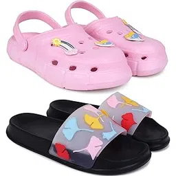 Combo Pack of 2 Slipper/Flip Flops/Slides/Clogs/Sandals with Adjustable Back Strap for Women (WCL-Ranbo,Gobi)-image-14