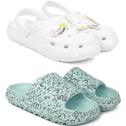 Combo Pack of 2 Slipper/Flip Flops/Slides/Clogs/Sandals with Adjustable Back Strap for Women (WCL-Ranbo,YW-Love)-image-12