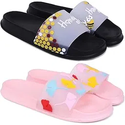 pampy angel Combo Pack of 2 Slipper/Flip Flops/Slides for Women (Honey,Gobi)-picture-30