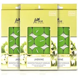 Pan Aromas - (Jasmine) Scented Tealight Candles| Pack of 15 (Set of 3)| Long Burning Tealight Scented Candles for Home, Office & Gifting - 2.5 hrs to 3 hrs Burn Time-picture-36