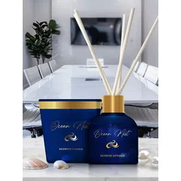 Pan Aromas Oriental Ocean Mist 2Pcs Blue & White Reed Diffuser & Scented Candle Gift Set-picture-36