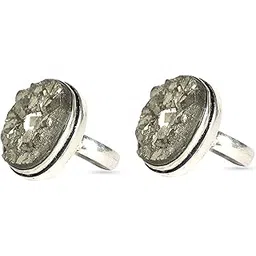 panakumus Pack of 2 Adjustable Pyrite Ring Natural Pyrite Druzy Ring Harness the Benefits of Pyrite Protective Energy in Style also Attract Wealth and Prosperity (2)-picture-49