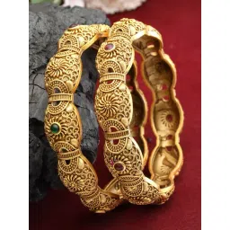 Panash Gold Plated 24 CT Handcrafted Antique Set of 2 Bangles-picture-37