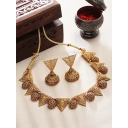 PANASH Gold-Plated & Golden-Coloured Artificial Beads-Studded Jewellery-picture-18