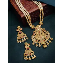 Panash Gold Plated Artificial Stone Studded Jewellery Set-picture-36
