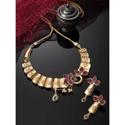 PANASH Gold Plated Artificial Stones and Beads Jewellery Set-picture-28