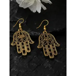 Panash Gold Plated Contemporary Evil Eye Drop Earrings-picture-38