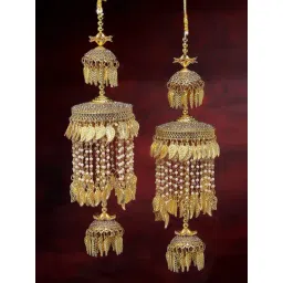 Panash Gold Plated CZ Stone Studded & Beads Heavy Bridal Kaleera Set Pack of 2-picture-18