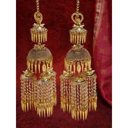 Panash Gold Plated CZ Stone Studded Pearl Bridal Layered Kaleera Set Pack of 2-picture-17