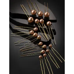 Panash Gold Plated Embellished Hair U-Pin Set of 18-picture-15