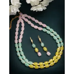 Panash Gold Plated Green & Yellow Pearl Beaded Jewellery Set-picture-12