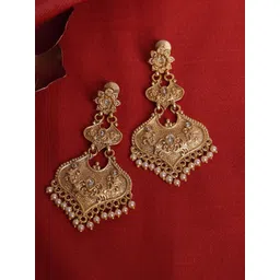 PANASH Gold Plated Kundan Contemporary Drop Earrings-picture-25