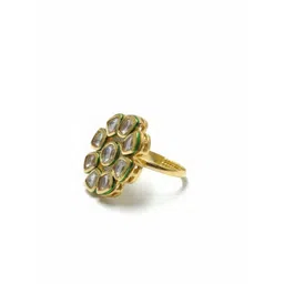 PANASH Gold-Plated Kundan-Studded Adjustable Finger Ring-picture-40