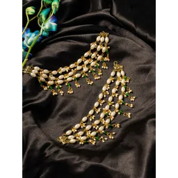 PANASH Gold-Plated Pearls Beaded Contemporary Ear Chain-picture-24