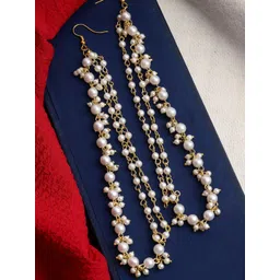 PANASH Gold-Plated Pearls Handcrafted Ear Chains-picture-20