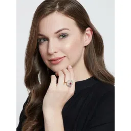 Panash Gold Plated Pink & White CZ Stone Studded Finger Ring-picture-46