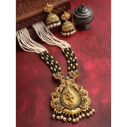 Panash Gold Plated Stone Studded & Beaded Jewellery Set-picture-22