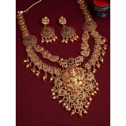 Panash Gold Plated Stone Studded & Beaded Jewellery Set-picture-38