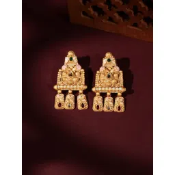 Panash Gold Plated Stone Studded Drop Earrings-picture-46