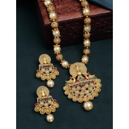 Panash Gold Plated Stone Studded Peacock Shaped Jewellery Set-picture-31