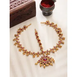 PANASH Gold-Plated Stone Studded Reversible Matha Patti Head Jewellery-picture-11