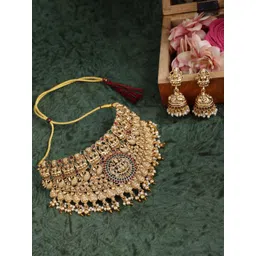 PANASH Gold-Plated Stones Studded Jewellery Set-picture-25