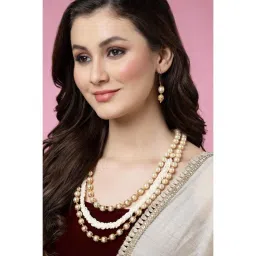 Panash Gold Plated White Pearls Beaded Handcrafted Jewellery Set-picture-23