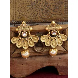 Panash Gold Toned Contemporary Drop Earrings-picture-40