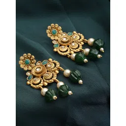 PANASH Gold-Toned Teardrop Shaped Drop Earrings-picture-23