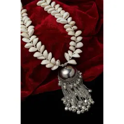 Panash Oxidized German Silver Plated Handcrafted Seashell Necklace-picture-14