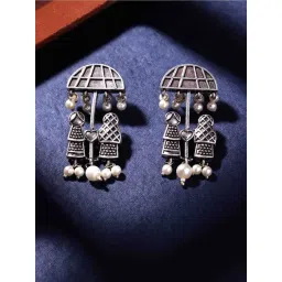 Panash Oxidized Silver Contemporary Drop Earrings-picture-24