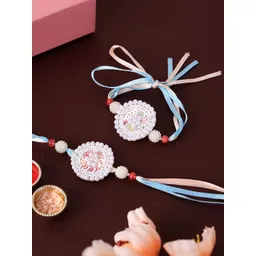 panash PANASH- Gold-Plated Pearls Thread Rakhi With Roli Chawal-picture-21