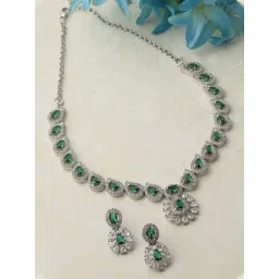 Panash Rhodium Plated American Diamond Studded Jewellery Set-picture-44