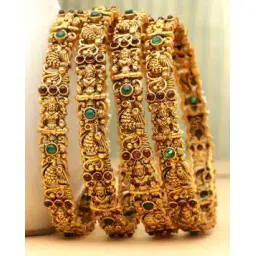 panash Set of 4 Women Stone-Studded Slip-On Bangles-picture-25